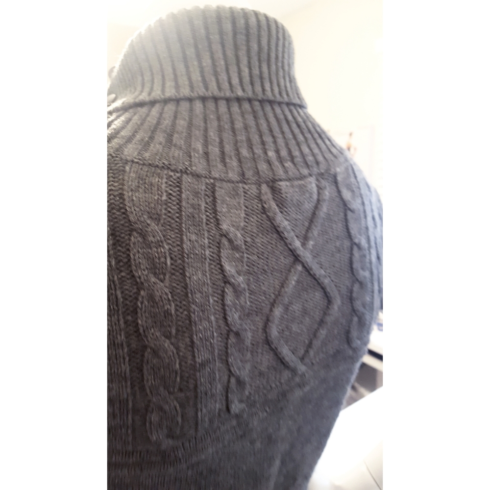 Wool 90'S-Y2K Dress💮Cabel Knitted Turtle Neck Mini Dress| Voll Usa